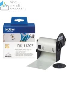 Contoh gambar P-touch Tape Brother DK-11207 CD DVD Label dan bermacam atk Brother P-touch Tape Cartridge